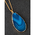 Necklace Long Natural Quartz Agate Blue